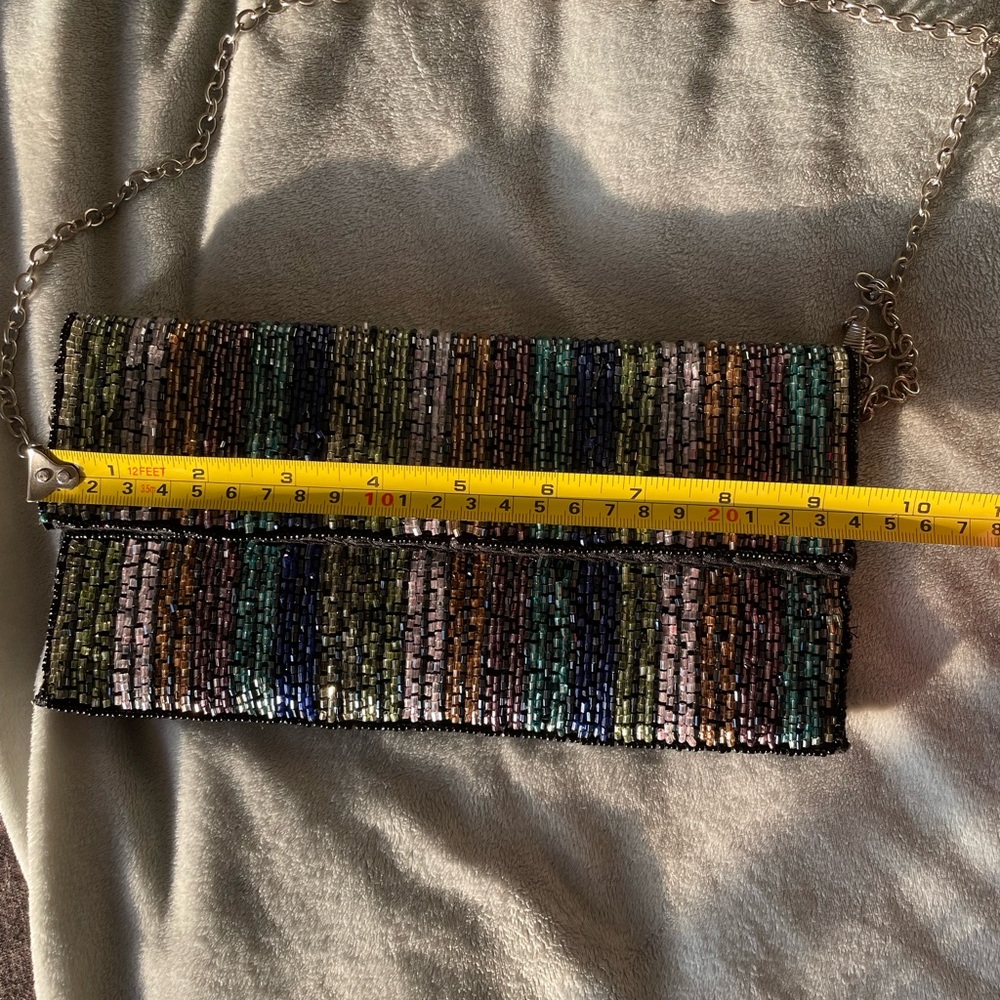 Bcbgeneration Multicolor Striped Beaded Clutch - image 8